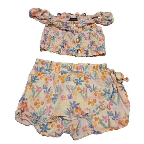 Vince Camuto Girls 2 Pc Multicolor Floral Shorts Set Size 8 - Picture 1 of 7